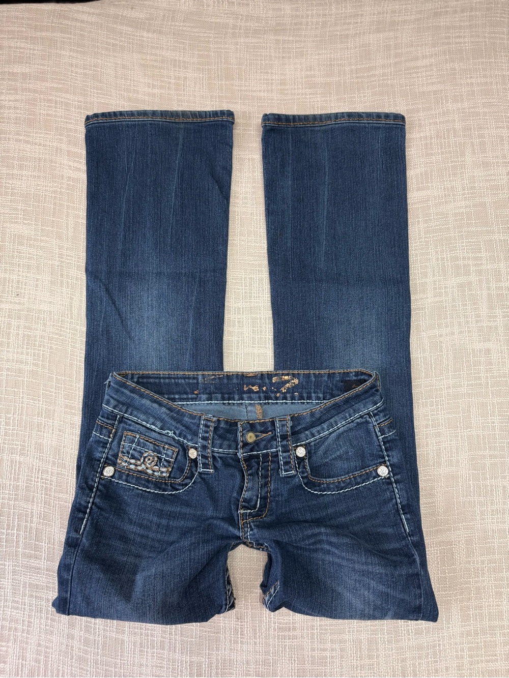 Seven7 Size 25 Low Rise Bootcut Flare Jeans Y2K Embellished Denim